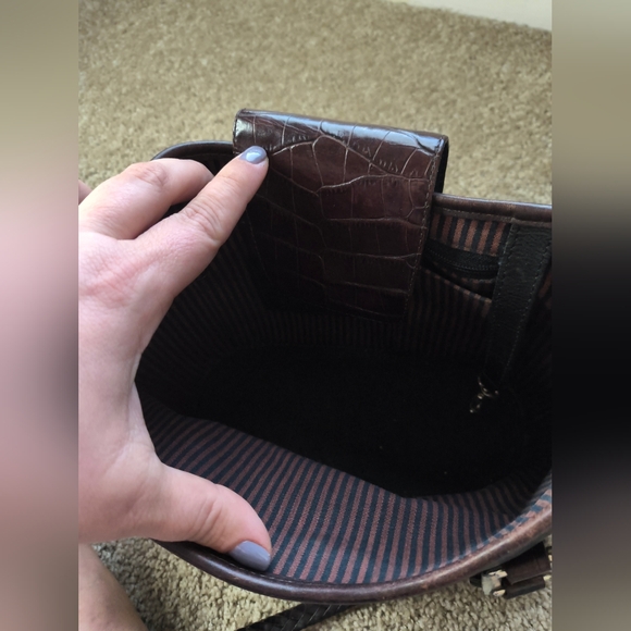 BRIGHTON Women’s VINTAGE Medium LEATHER TOTE SHOULDER Bag Silver Hardware - Picture 10 of 16